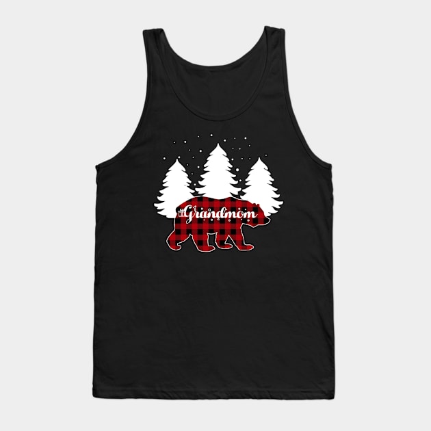 Buffalo Red Plaid Grandmom Bear Matching Family Christmas Tank Top by Kagina